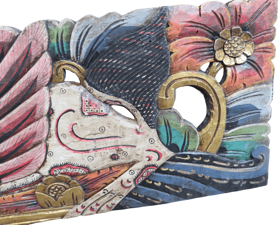 Grande Pannello Indonesiano Intagliato e Dipinto a Mano – Arte Tradizionale Balinese in Legno Massello 200 cm - 10