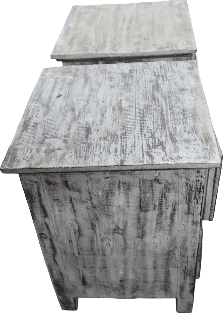 Comodino Artigianale in Legno di Albesia Sbiancato – 2 Cassetti – 38x38x50 cm (Prezzo al Pezzo) - 13