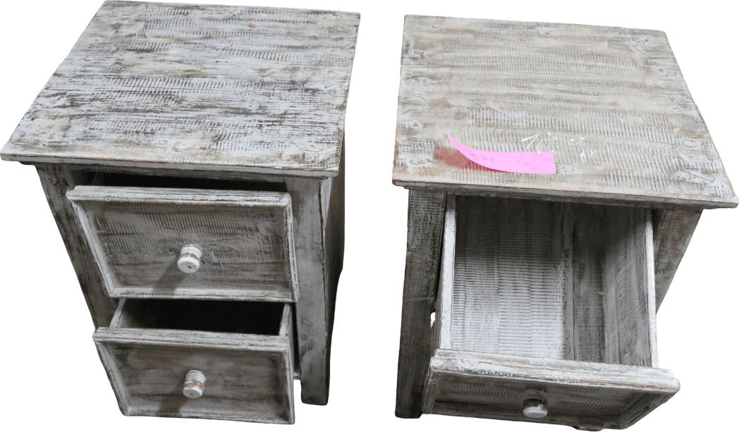 Comodino Artigianale in Legno di Albesia Sbiancato – 2 Cassetti – 38x38x50 cm (Prezzo al Pezzo) - 15