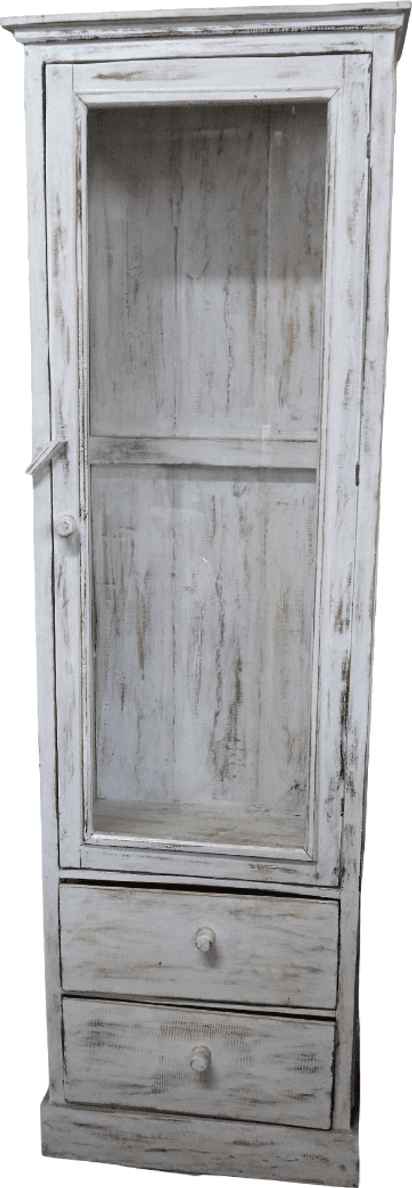 Vetrinetta Artigianale in Legno di Albesia Bianca Decapata  – 53x33x170h cm – Spedizione Gratuita Italia - 2