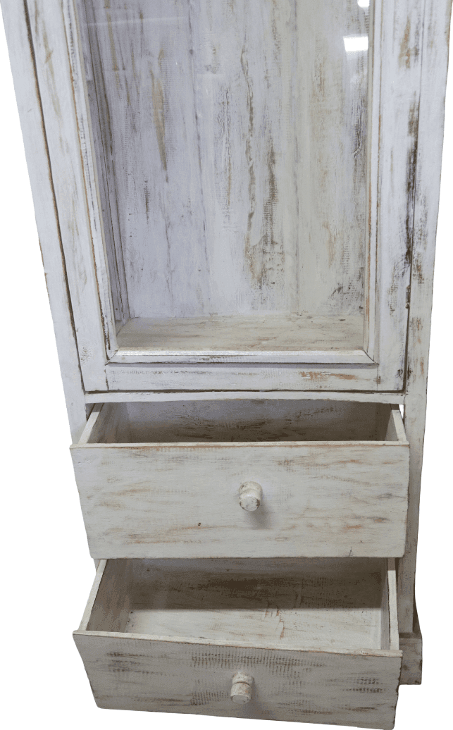Vetrinetta Artigianale in Legno di Albesia Bianca Decapata  – 53x33x170h cm – Spedizione Gratuita Italia - 4