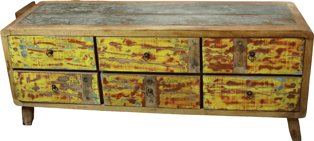 Mobile Porta TV Artigianale in Legno Recuperato 148 cm – Realizzato a Mano in Indonesia | Stile Industrial Vintage - 3