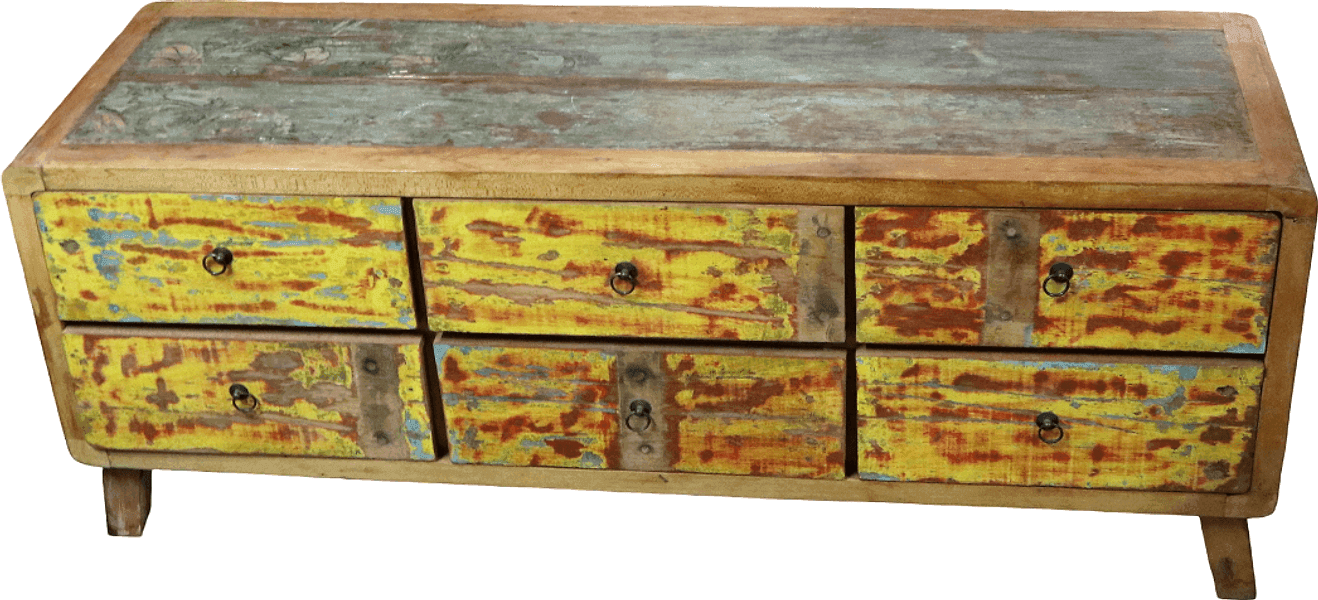 Mobile Porta TV Artigianale in Legno Recuperato 148 cm – Realizzato a Mano in Indonesia | Stile Industrial Vintage - 4