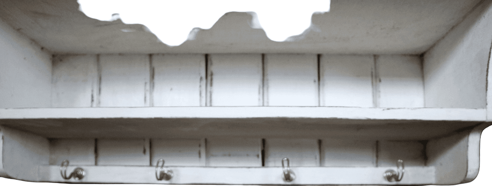 Mobile Pensile Country in Legno di Albesia Bianco Anticato con Cuori – Realizzato a Mano a Bali – 60x24x55 cm - 7