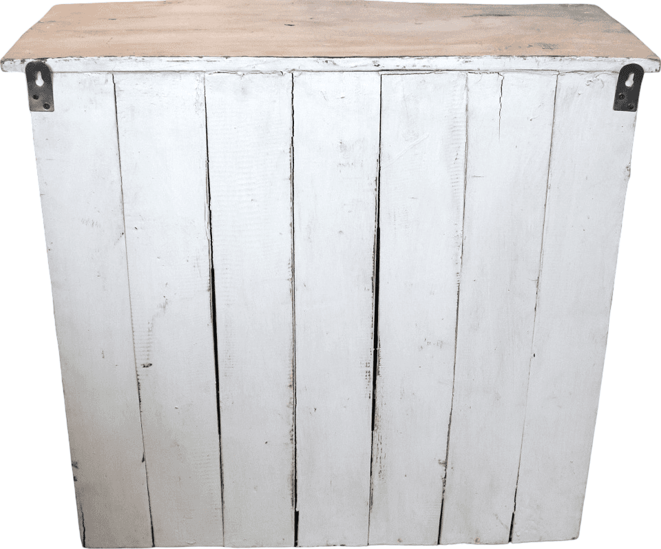 Mobile Pensile Country in Legno di Albesia Bianco Anticato con Cuori – Realizzato a Mano a Bali – 60x24x55 cm - 8