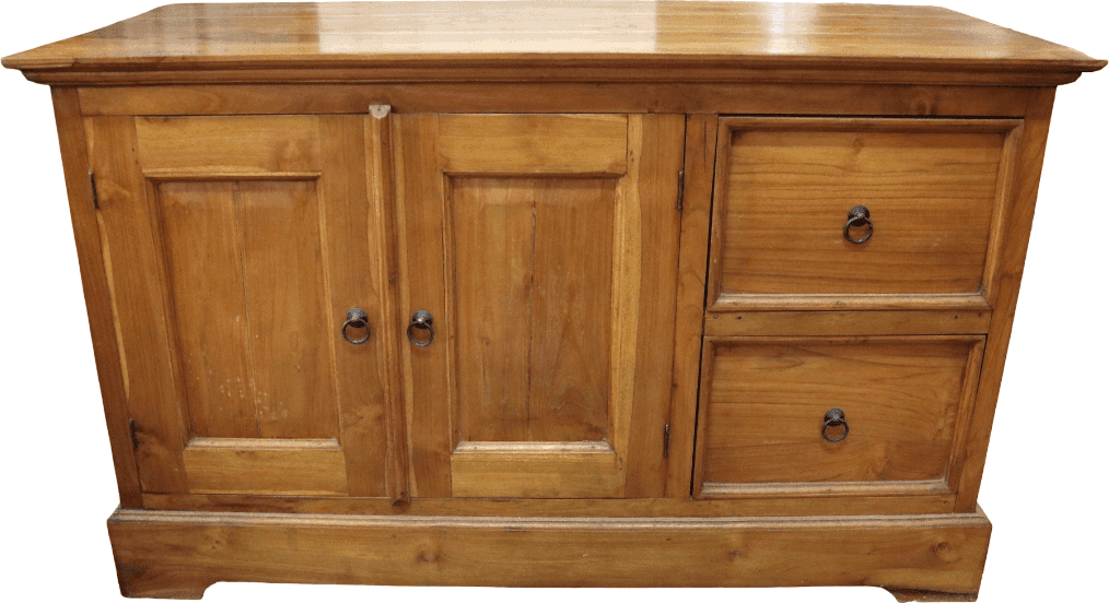 Mobile Porta TV in Legno di Teak Massello 110x50x66 cm – Mobile TV con 2 Ante e 2 Cassetti - 2