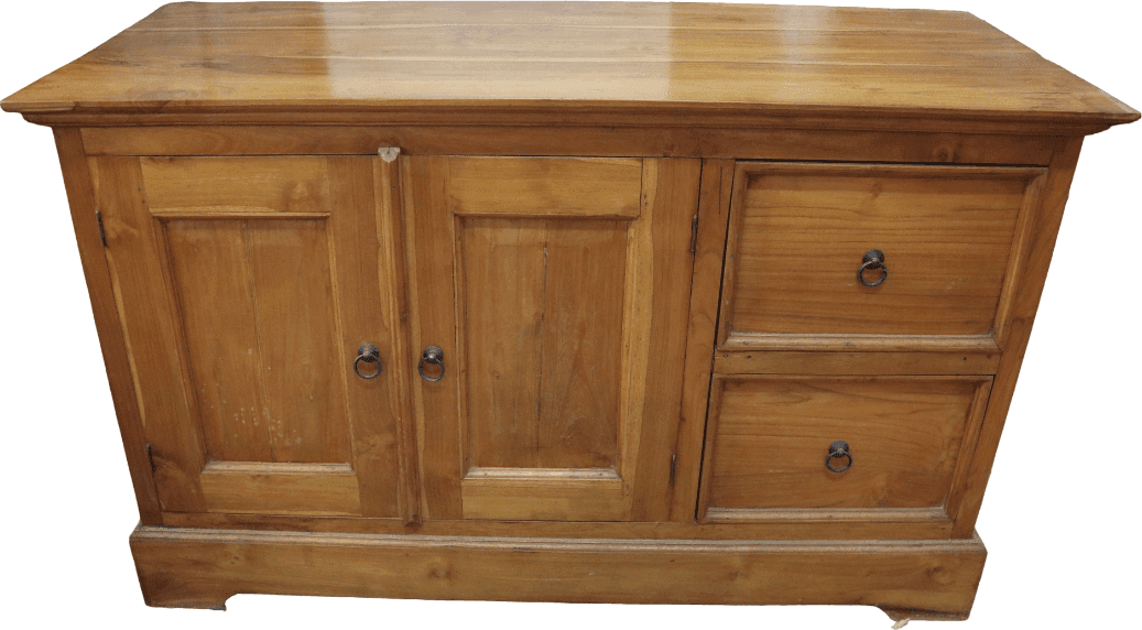Mobile Porta TV in Legno di Teak Massello 110x50x66 cm – Mobile TV con 2 Ante e 2 Cassetti - 3