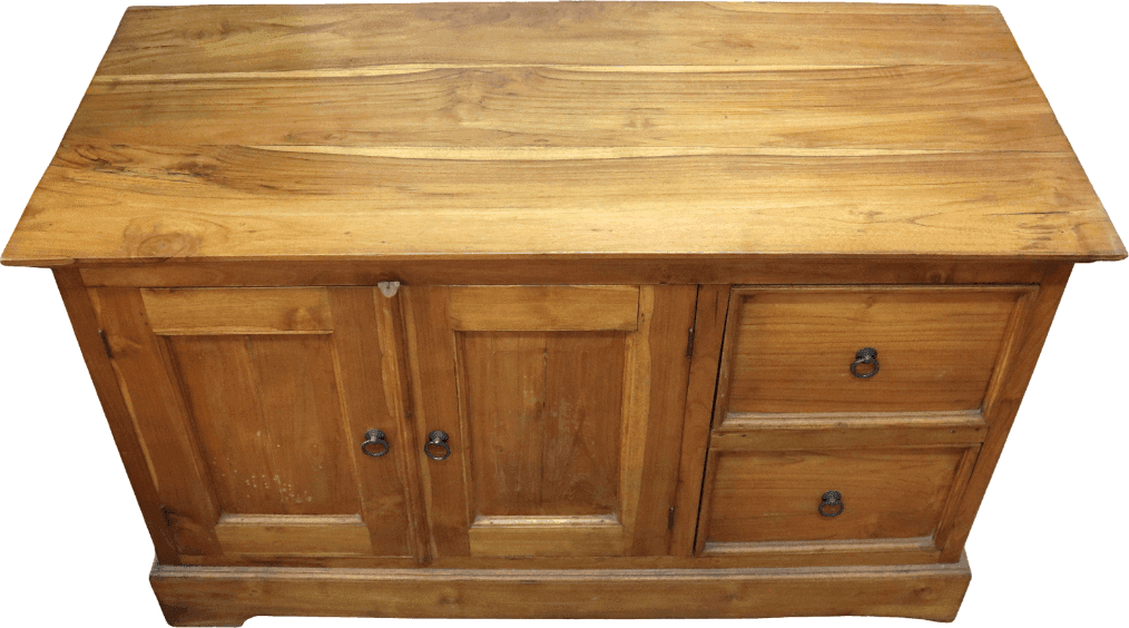 Mobile Porta TV in Legno di Teak Massello 110x50x66 cm – Mobile TV con 2 Ante e 2 Cassetti - 5