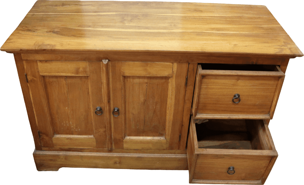 Mobile Porta TV in Legno di Teak Massello 110x50x66 cm – Mobile TV con 2 Ante e 2 Cassetti - 6