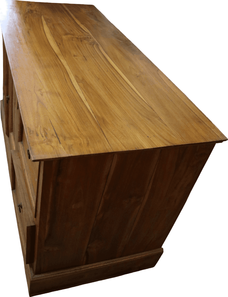 Mobile Porta TV in Legno di Teak Massello 110x50x66 cm – Mobile TV con 2 Ante e 2 Cassetti - 8