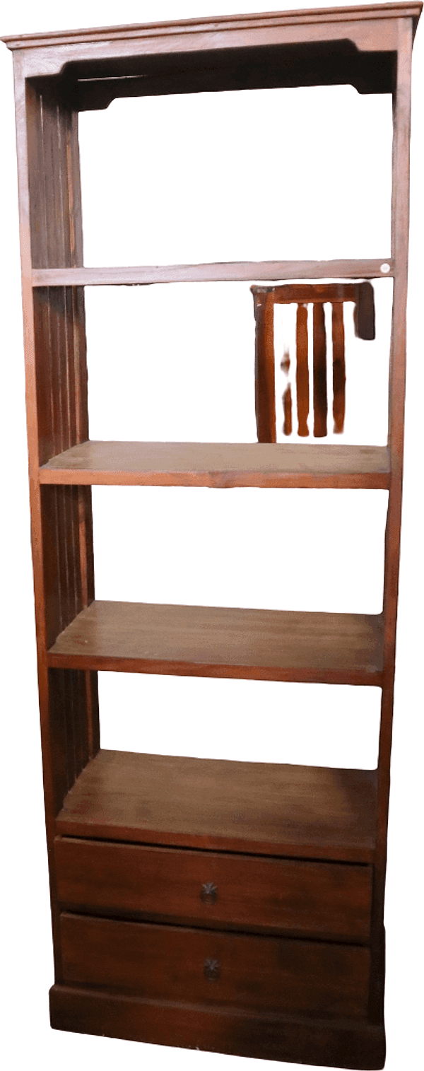 Libreria in Legno di Teak Massello con 2 Cassetti  – 65x32x180 cm - 3