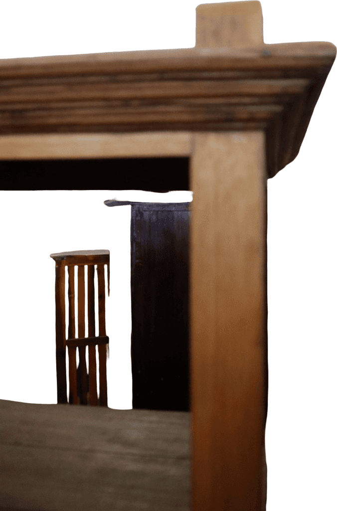 Libreria in Teak Massello Indonesiano 185 cm – Libreria Etnica con Fianchi Cannettati e 2 Cassetti - 4