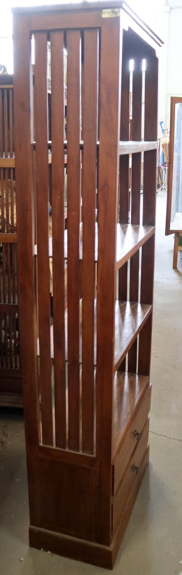 Libreria in Legno di Teak Massello con 2 Cassetti  – 65x32x180 cm - 5