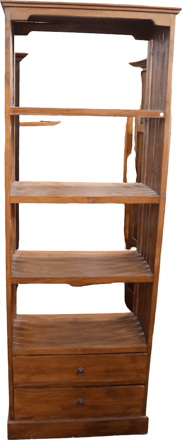 Libreria in Legno di Teak Massello con 2 Cassetti  – 65x32x180 cm - 6