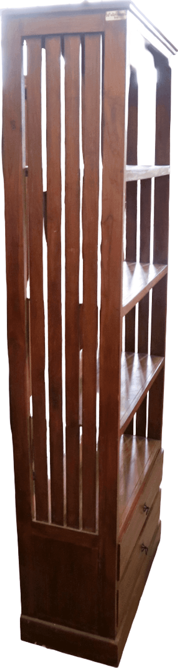 Libreria in Legno di Teak Massello con 2 Cassetti  – 65x32x180 cm - 7