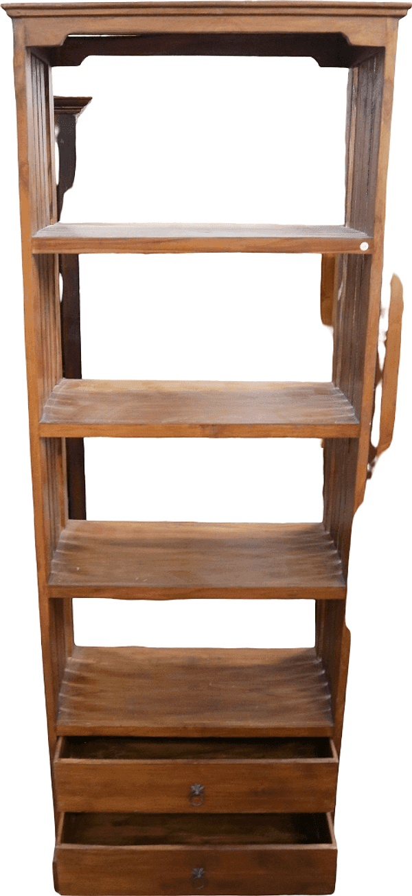 Libreria in Legno di Teak Massello con 2 Cassetti  – 65x32x180 cm - 10