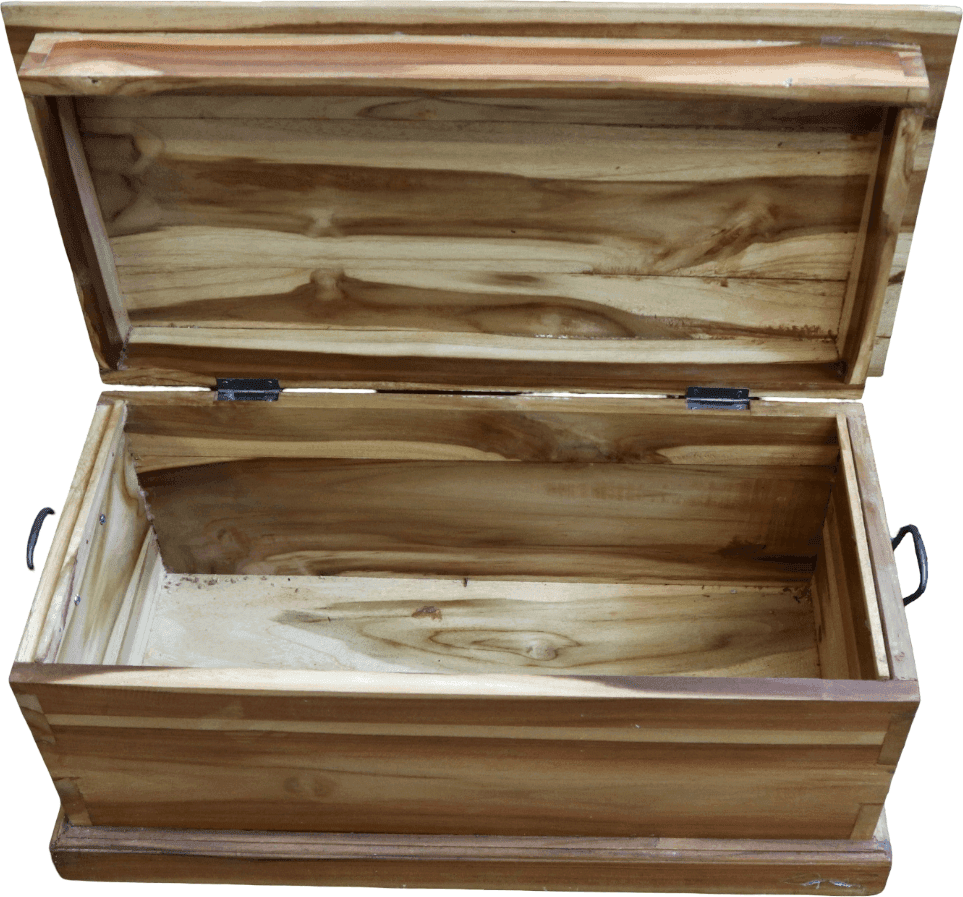 Baule Cassapanca in Legno di Teak Massello –  Contenitore Artigianale Indonesiano 60x30x30 cm - 7