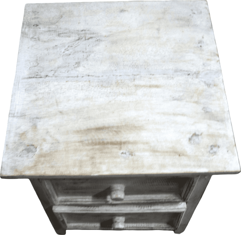 Comodino shabby chic in legno di albesia intagliato a mano – 40x39x50h cm - 4