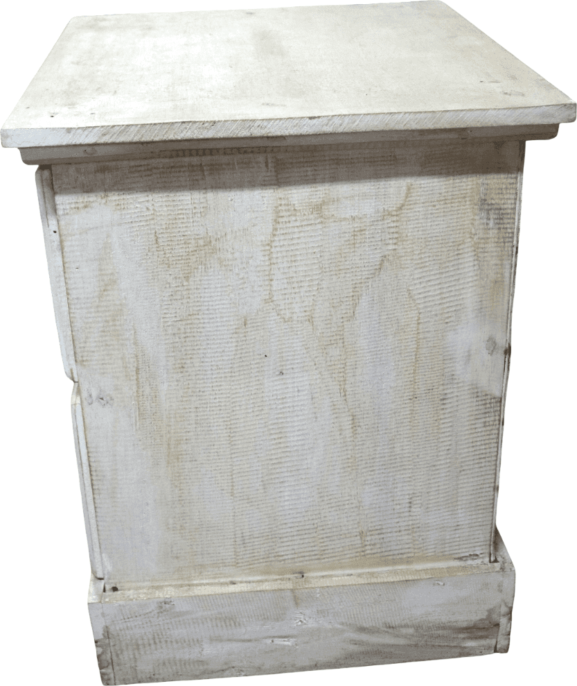 Comodino in Legno di Albesia Indonesiano – 2 Cassetti – Artigianale Shabby Chic – 38x37x50 cm - 5