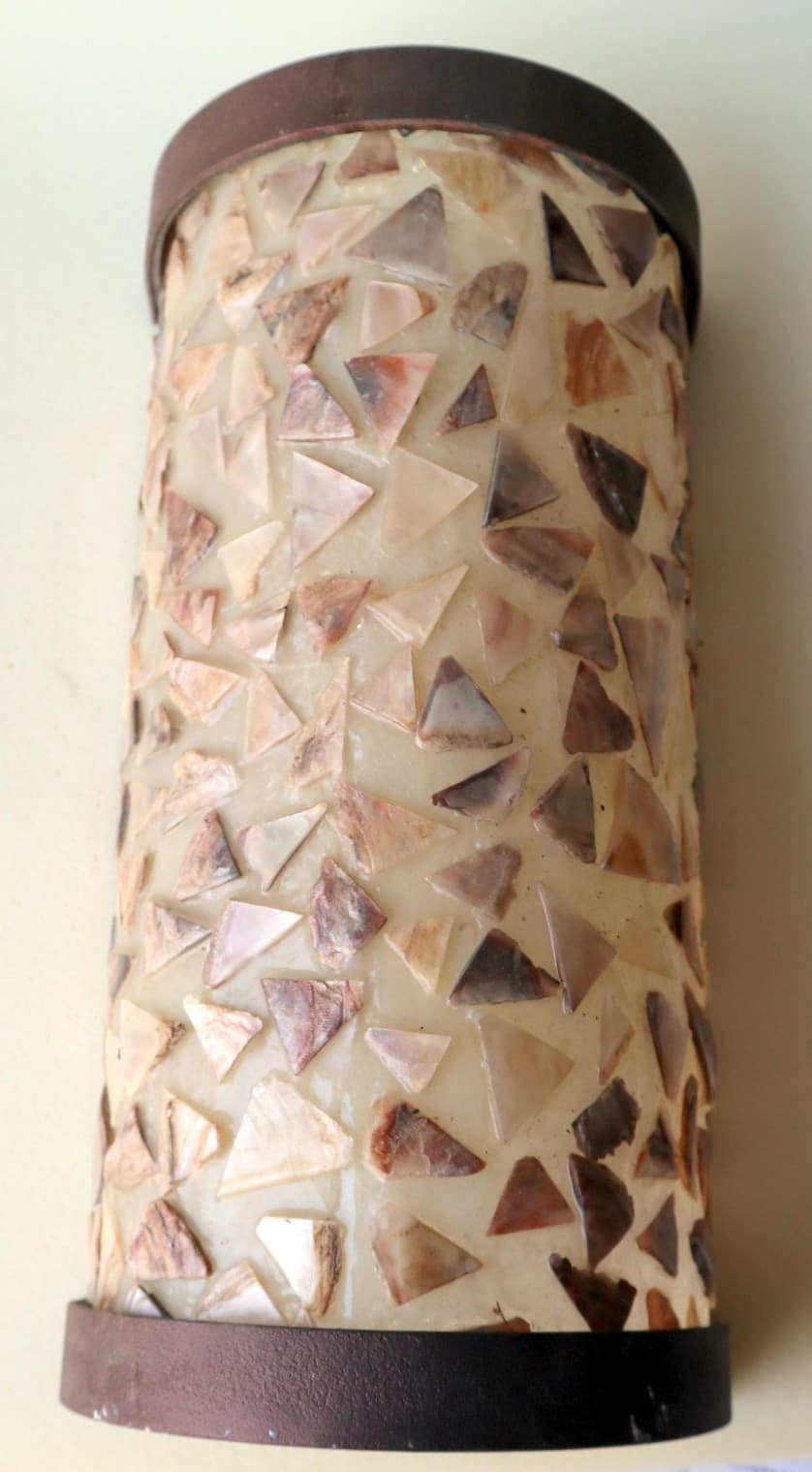Applique Indonesiana in Resina e Madreperla – Lampada da Parete Artigianale 30 cm con Struttura in Metallo - 6