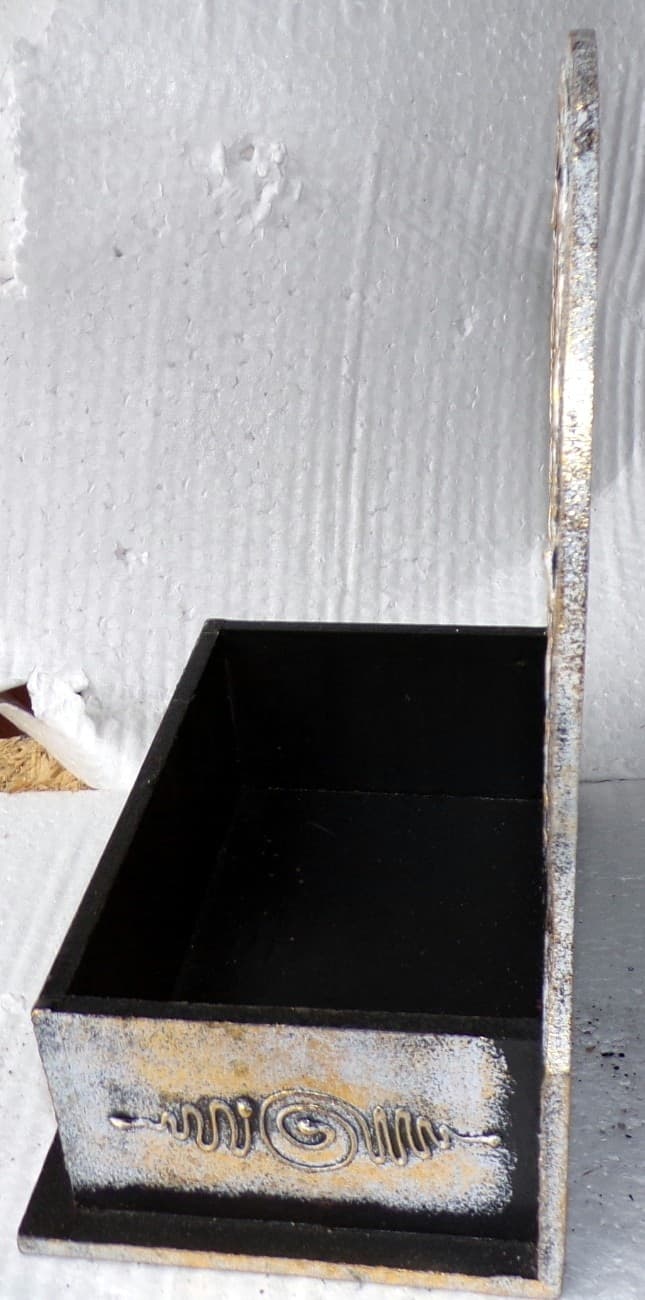 Scatola Portachiavi o svuota tasche anche muro in legno mdf con albero della vita  argento cm 20x14x20 - 4