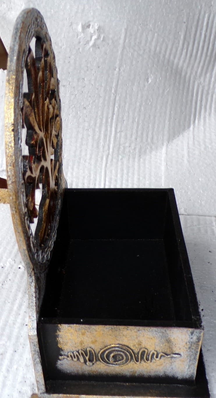 Scatola Portachiavi o svuota tasche anche muro in legno mdf con albero della vita  argento cm 20x14x20 - 6