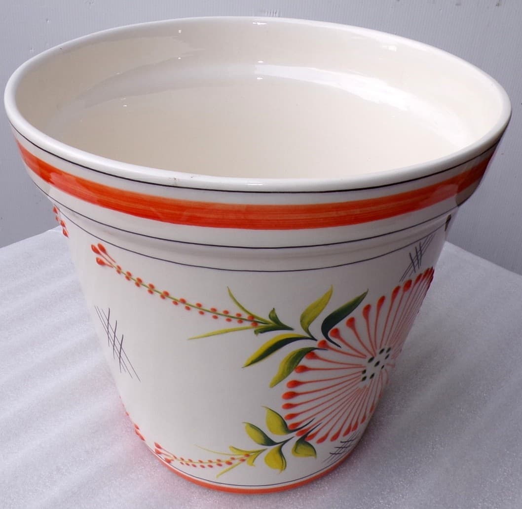 Vaso in ceramica Messicana realizzata e dipinto a mano cm 26x24 arancio - 4