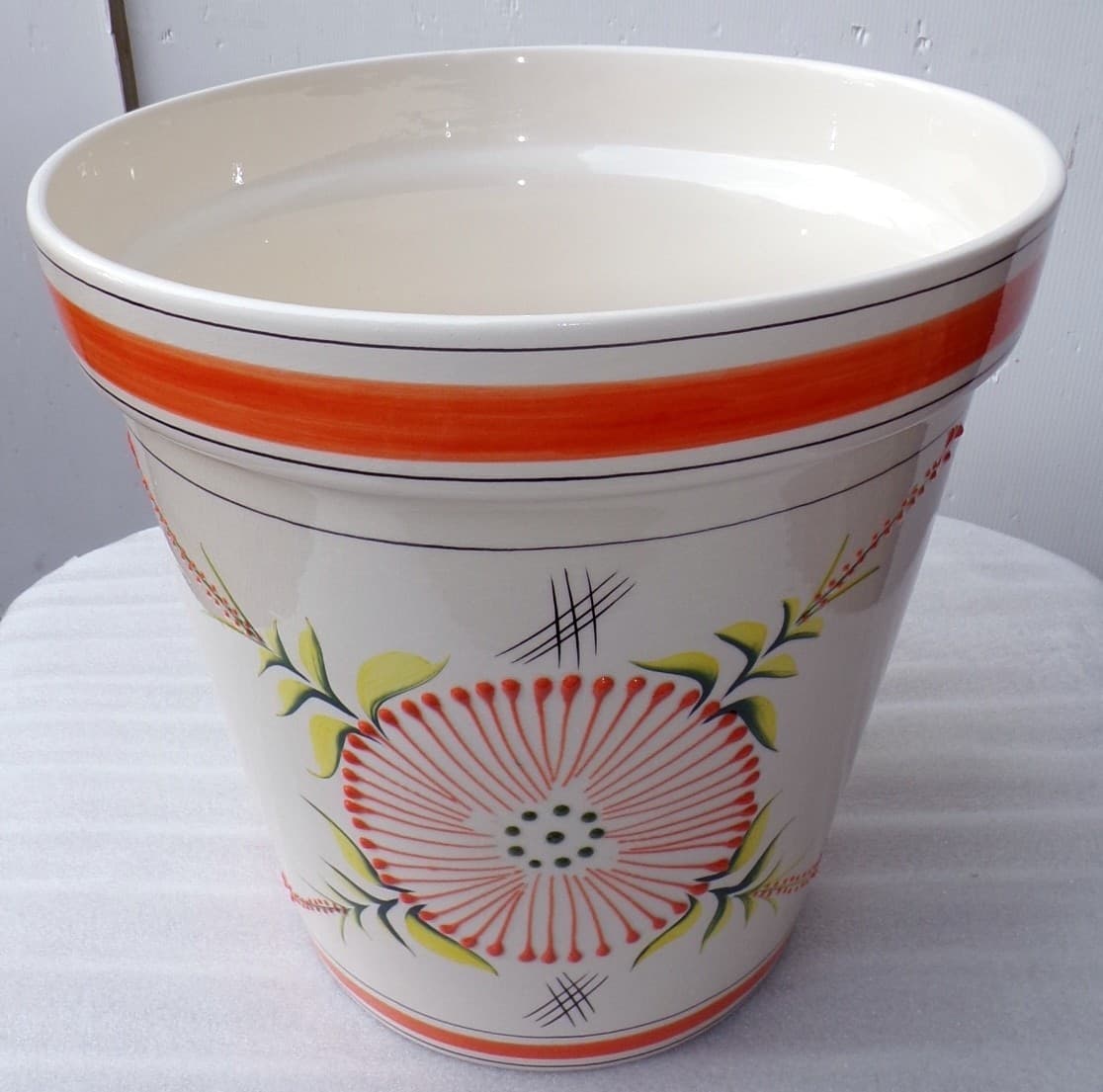Vaso in ceramica Messicana realizzata e dipinto a mano cm 32x31 arancio - 2