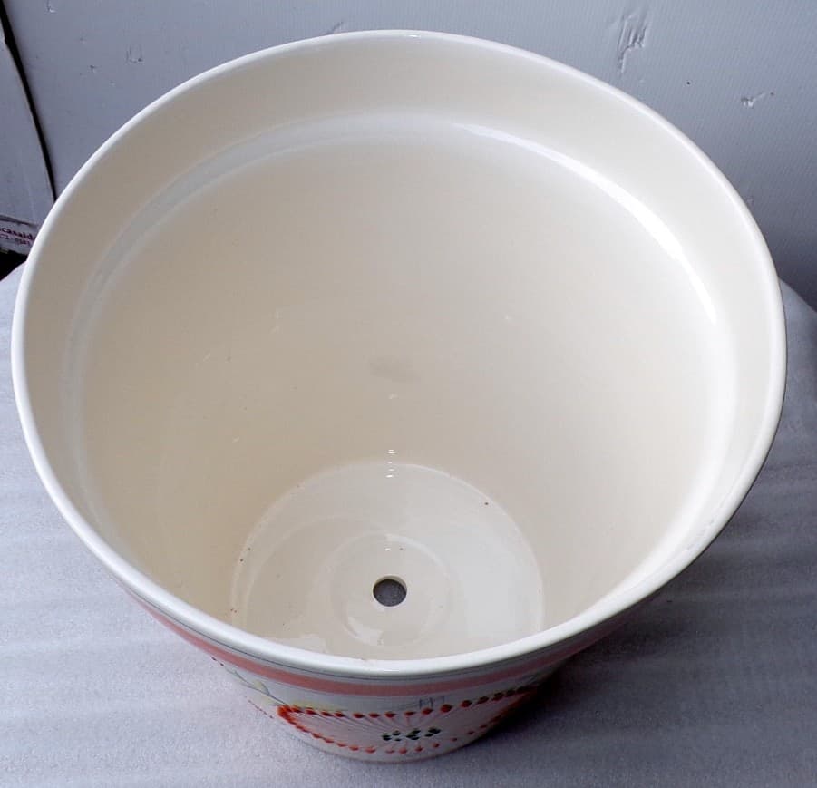 Vaso in ceramica Messicana realizzata e dipinto a mano cm 32x31 arancio - 3