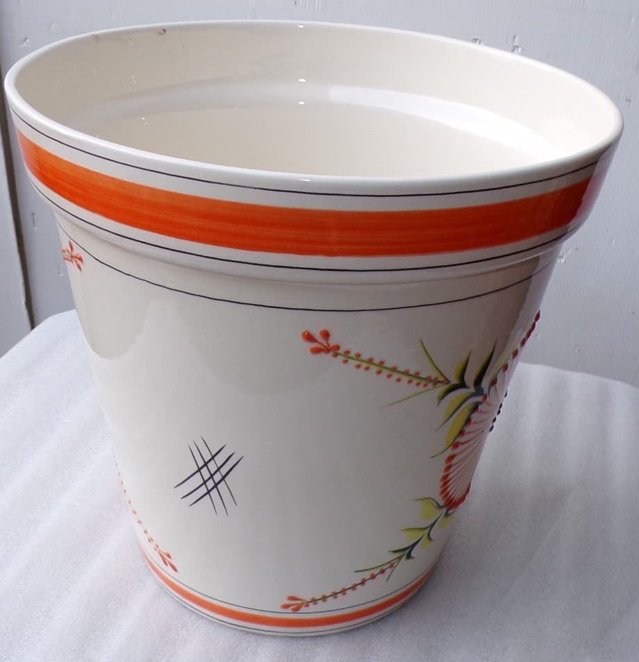 Vaso in ceramica Messicana realizzata e dipinto a mano cm 32x31 arancio - 4