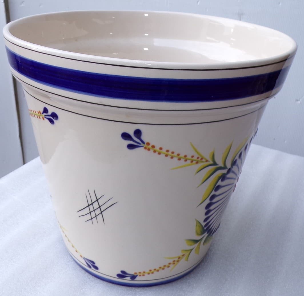 Vaso in ceramica Messicana realizzata e dipinto a mano cm 26x24 blu - 3