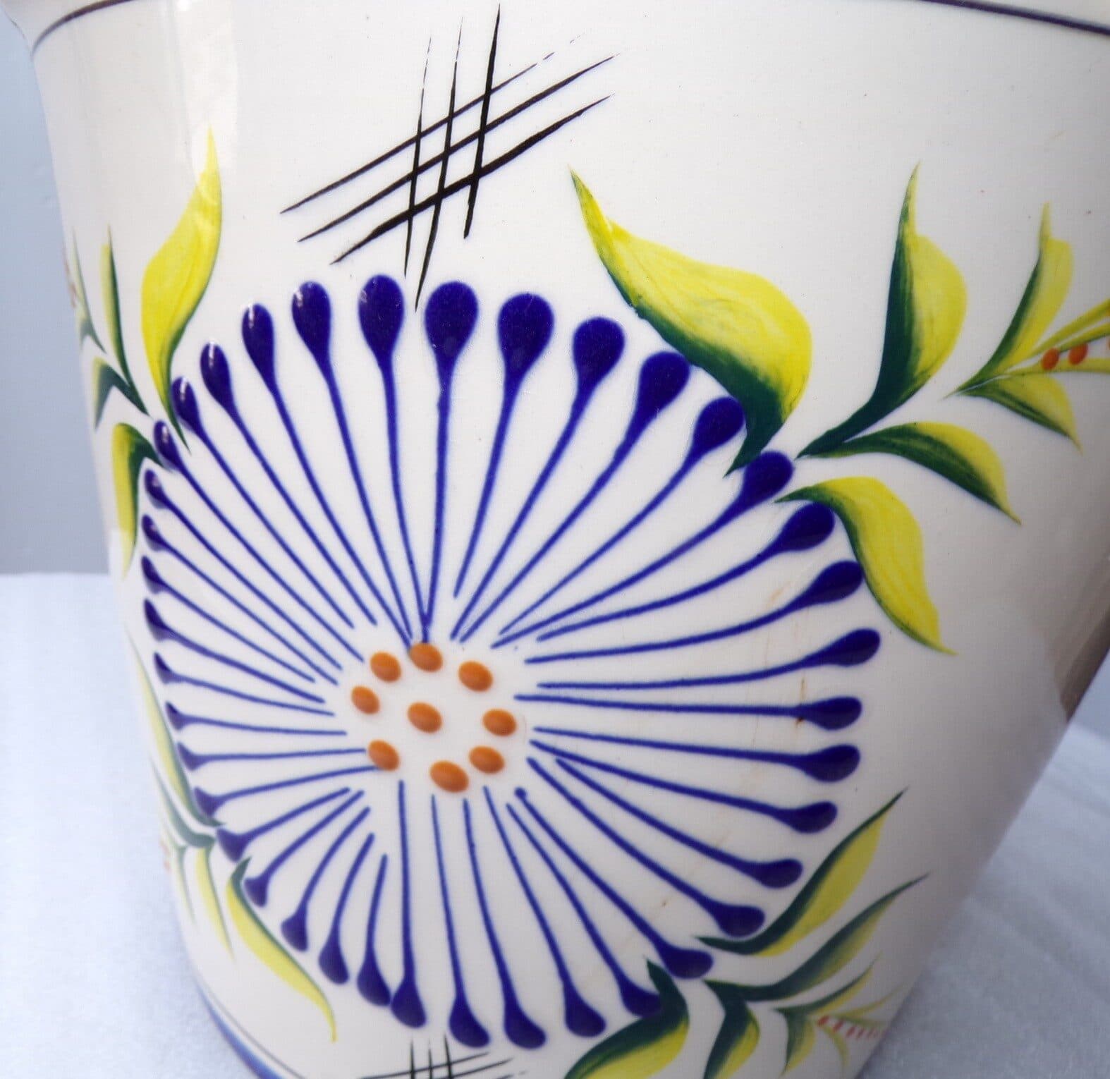Vaso in ceramica Messicana realizzata e dipinto a mano cm 26x24 blu - 4