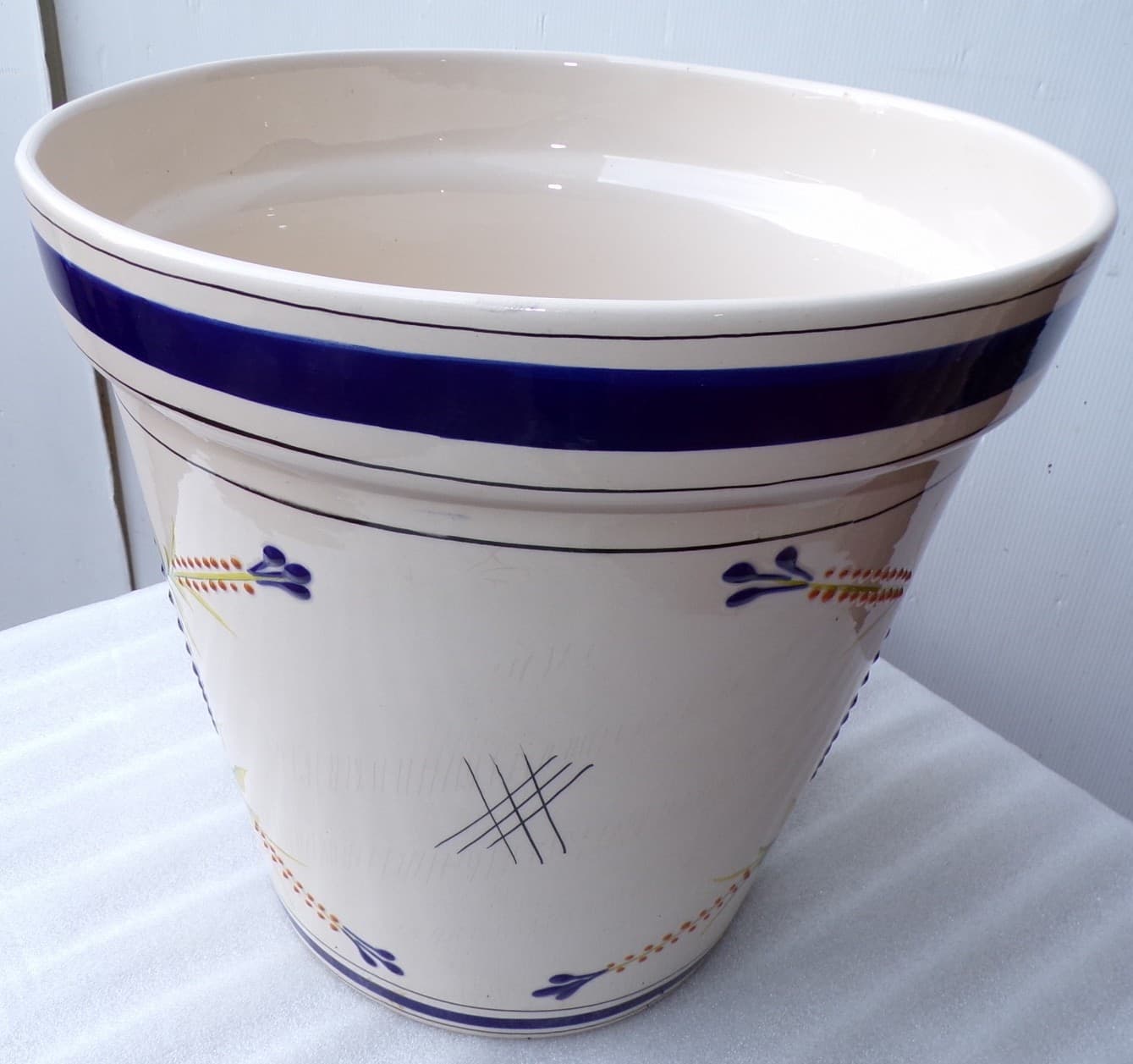 Vaso in ceramica Messicana realizzata e dipinto a mano cm 41x38 blu - 4