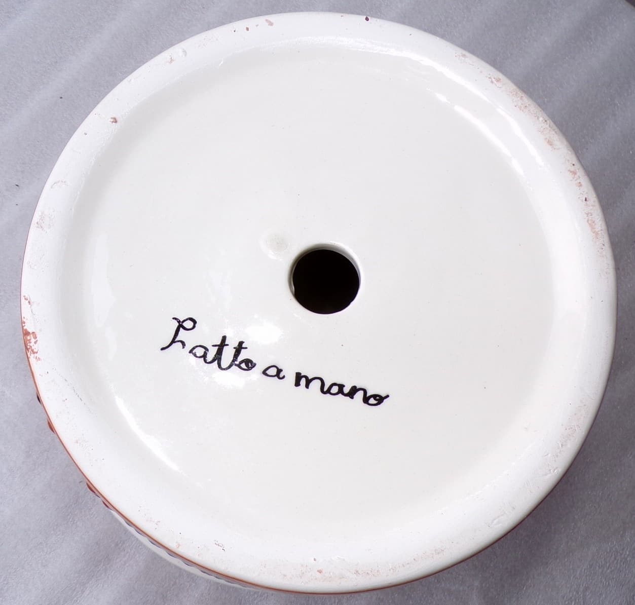 Vaso in ceramica Messicana realizzata e dipinto a mano cm 26x24 marrone - 6
