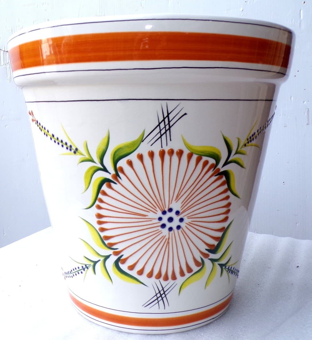 Vaso in ceramica Messicana realizzata e dipinto a mano cm 32x31 marrone - 3