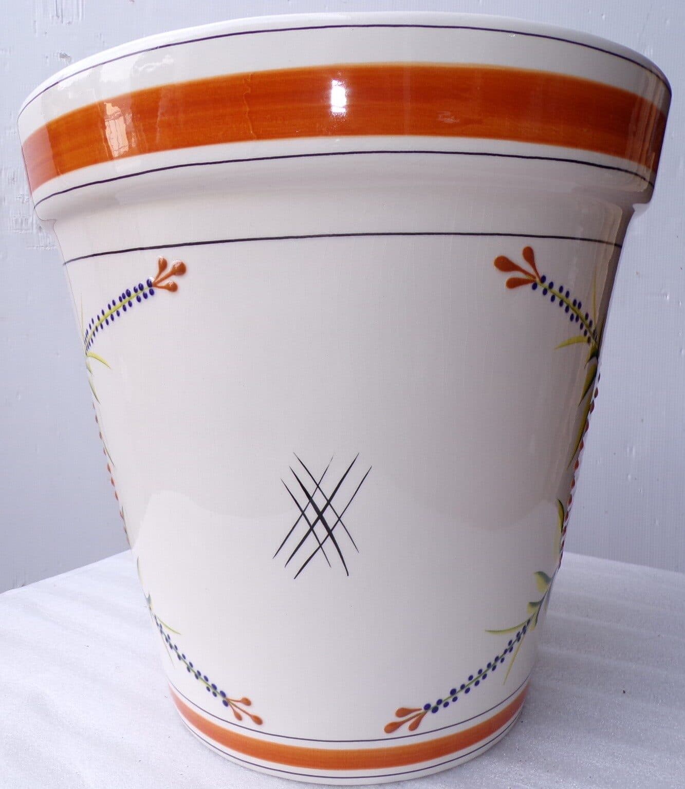 Vaso in ceramica Messicana realizzata e dipinto a mano cm 32x31 marrone - 5