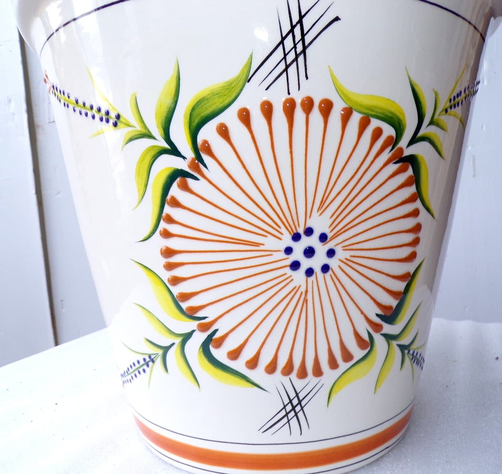 Vaso in ceramica Messicana realizzata e dipinto a mano cm 32x31 marrone - 6