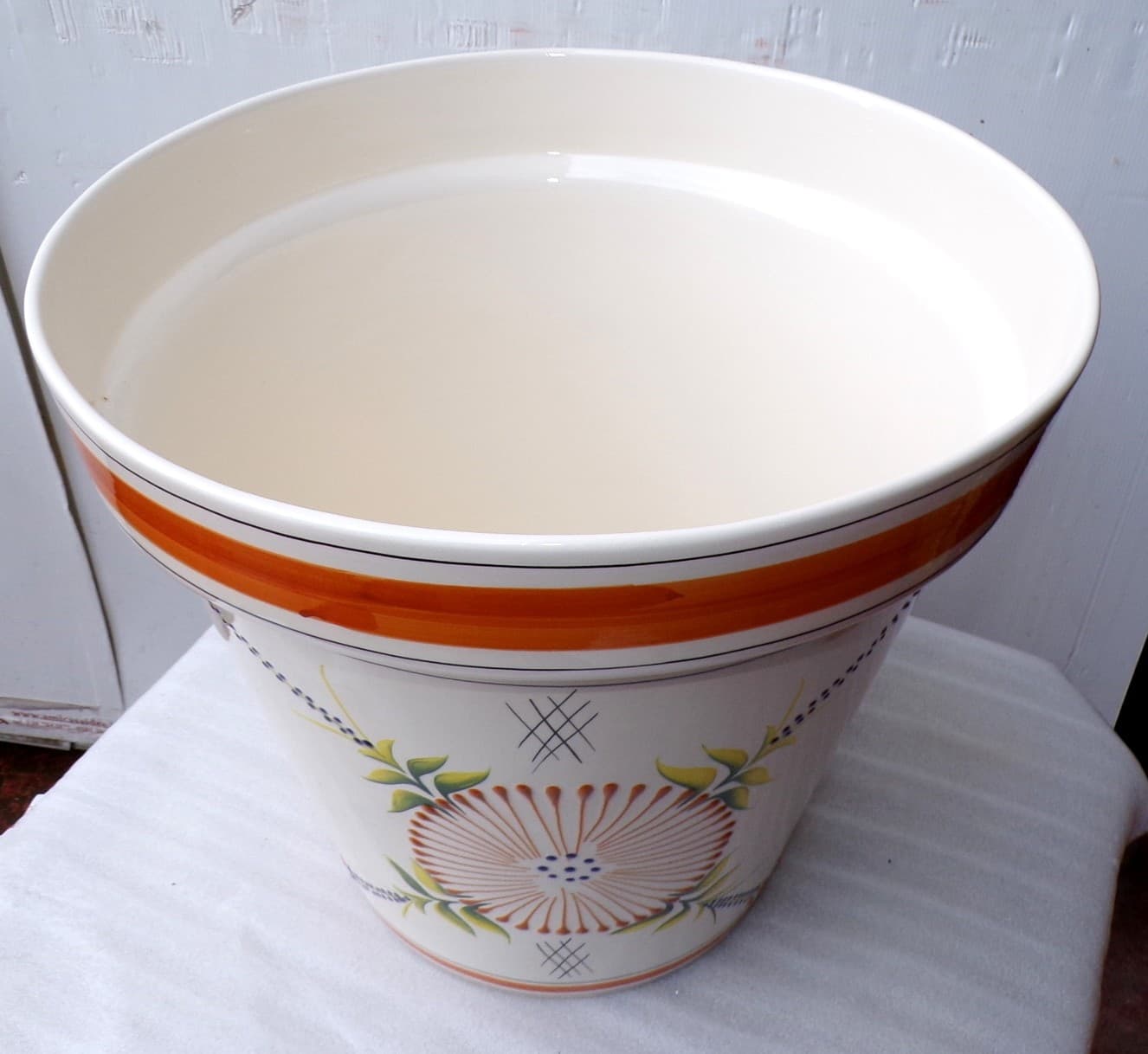 Vaso in ceramica Messicana realizzata e dipinto a mano cm 41x38 marrone - 2