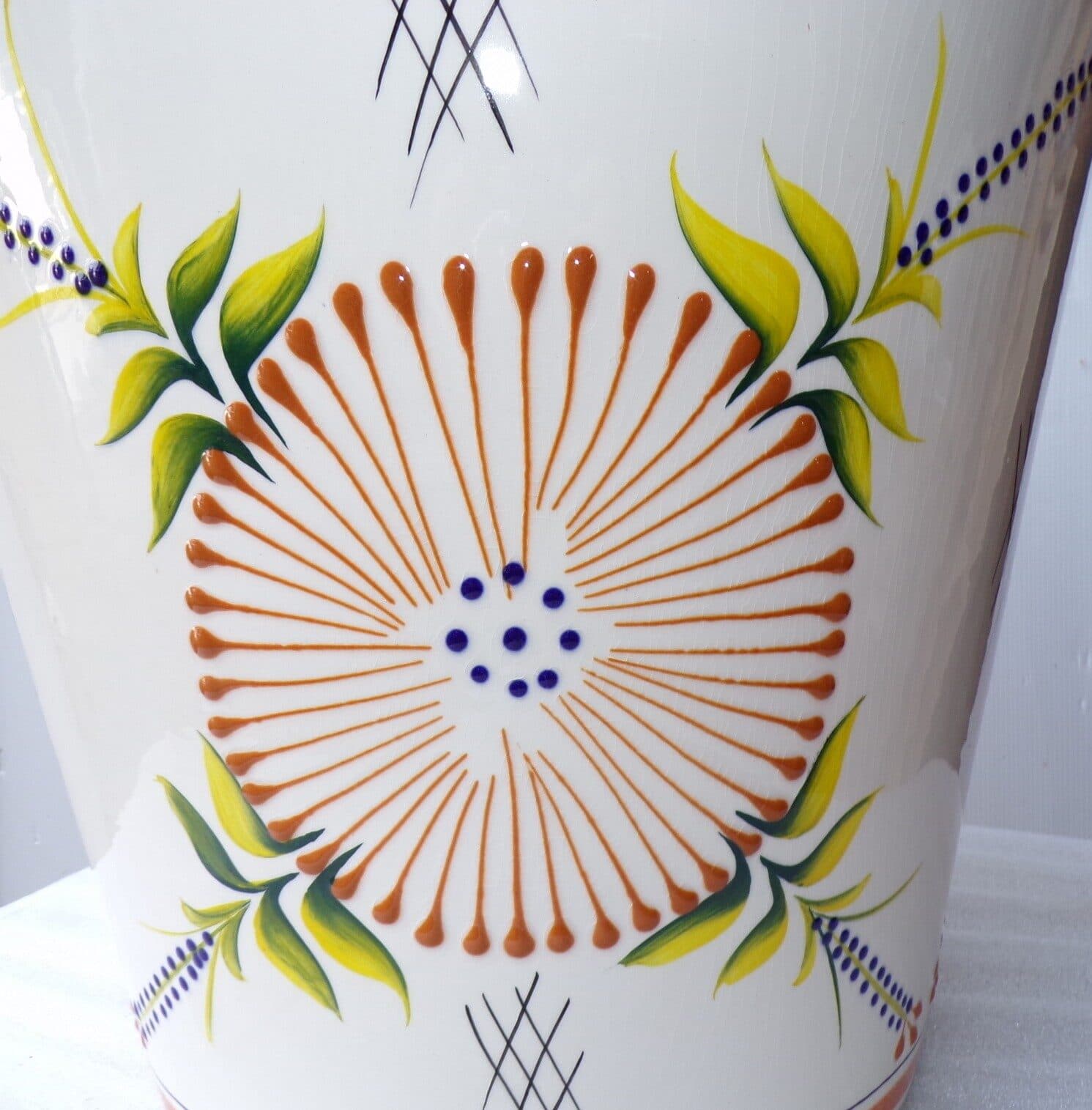 Vaso in ceramica Messicana realizzata e dipinto a mano cm 41x38 marrone - 4