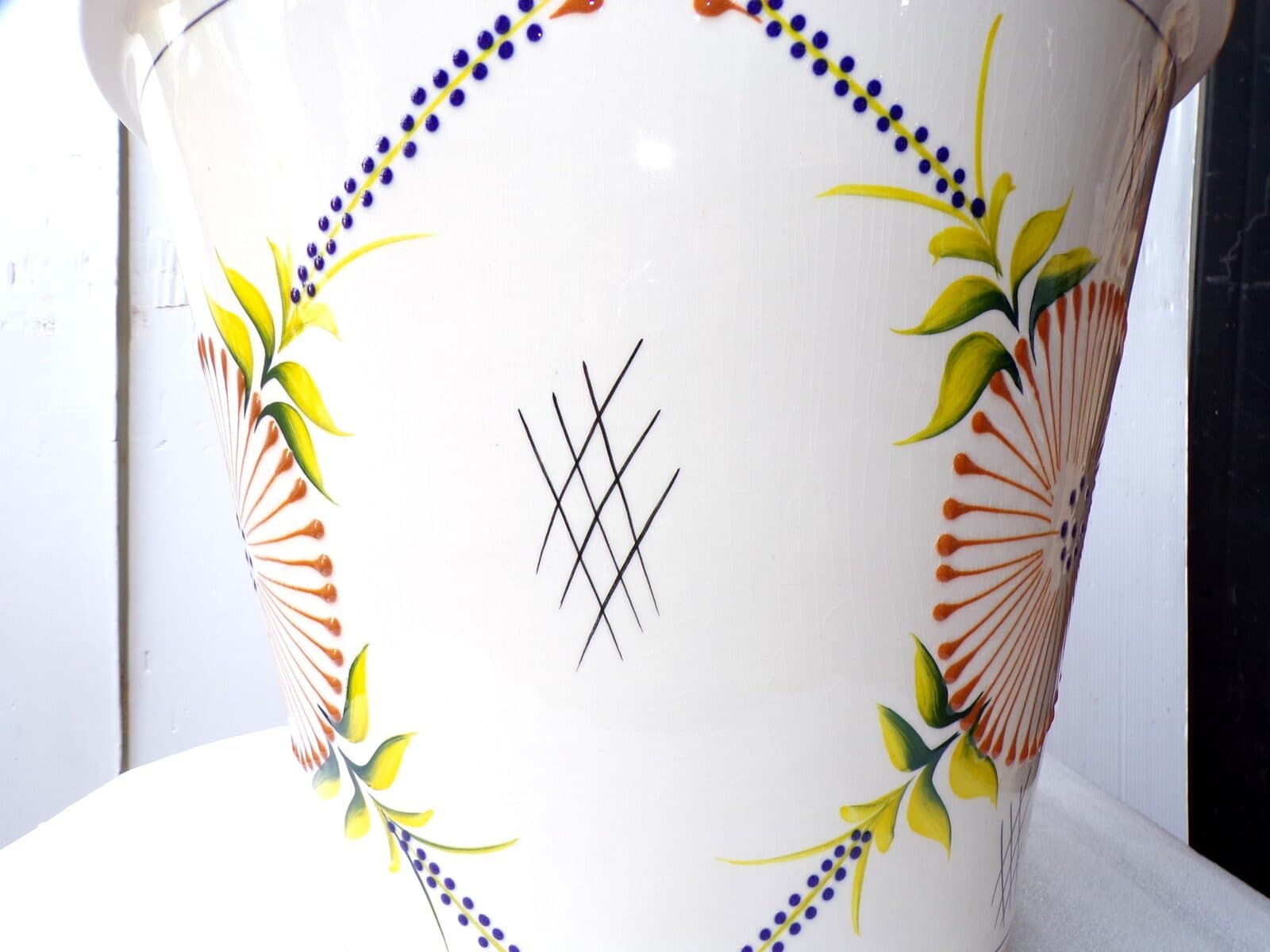 Vaso in ceramica Messicana realizzata e dipinto a mano cm 41x38 marrone - 5