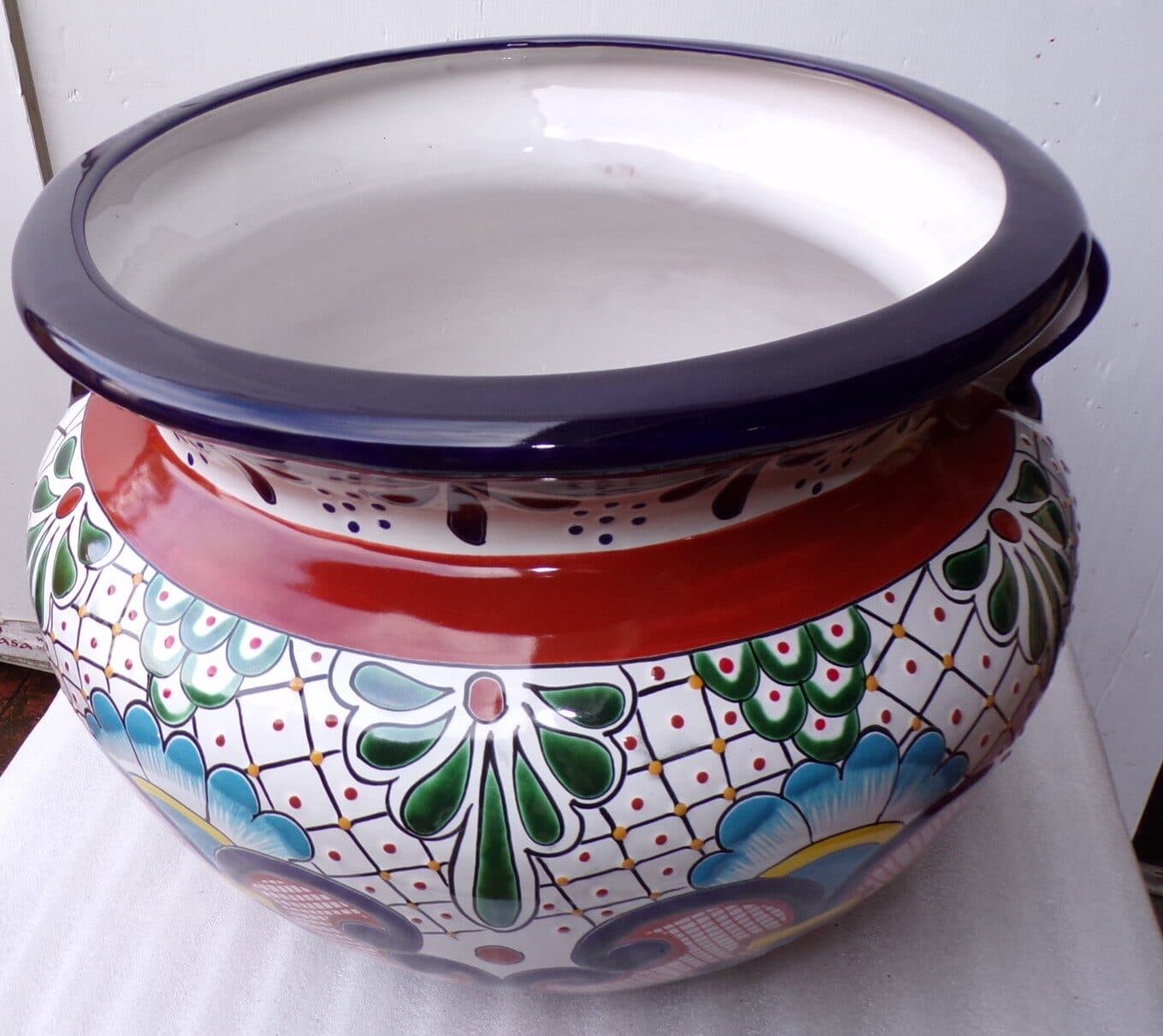 Vaso in ceramica Messicana realizzata e dipinto a mano cm 48x35 floreale 1 - 2
