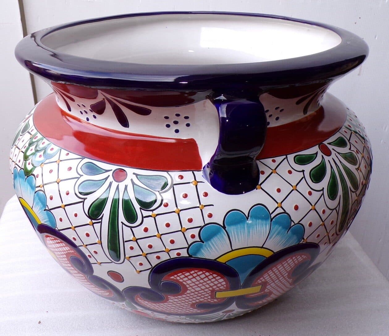 Vaso in ceramica Messicana realizzata e dipinto a mano cm 48x35 floreale 1 - 4