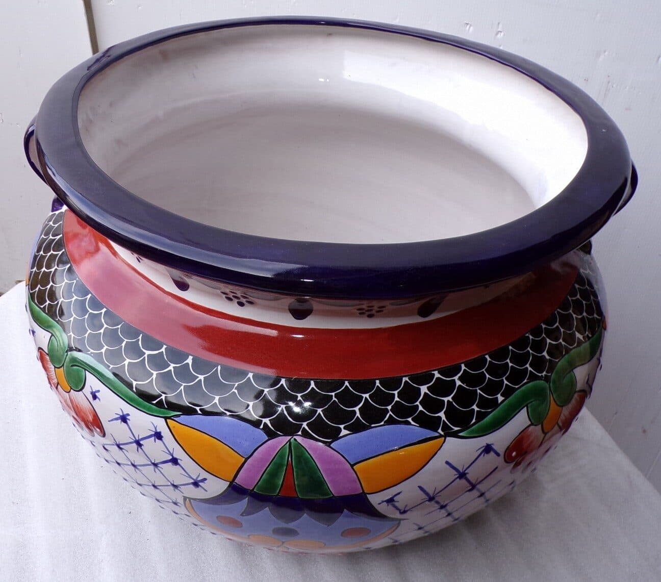 Vaso in ceramica Messicana realizzata e dipinto a mano cm 48x35 floreale 2 - 2