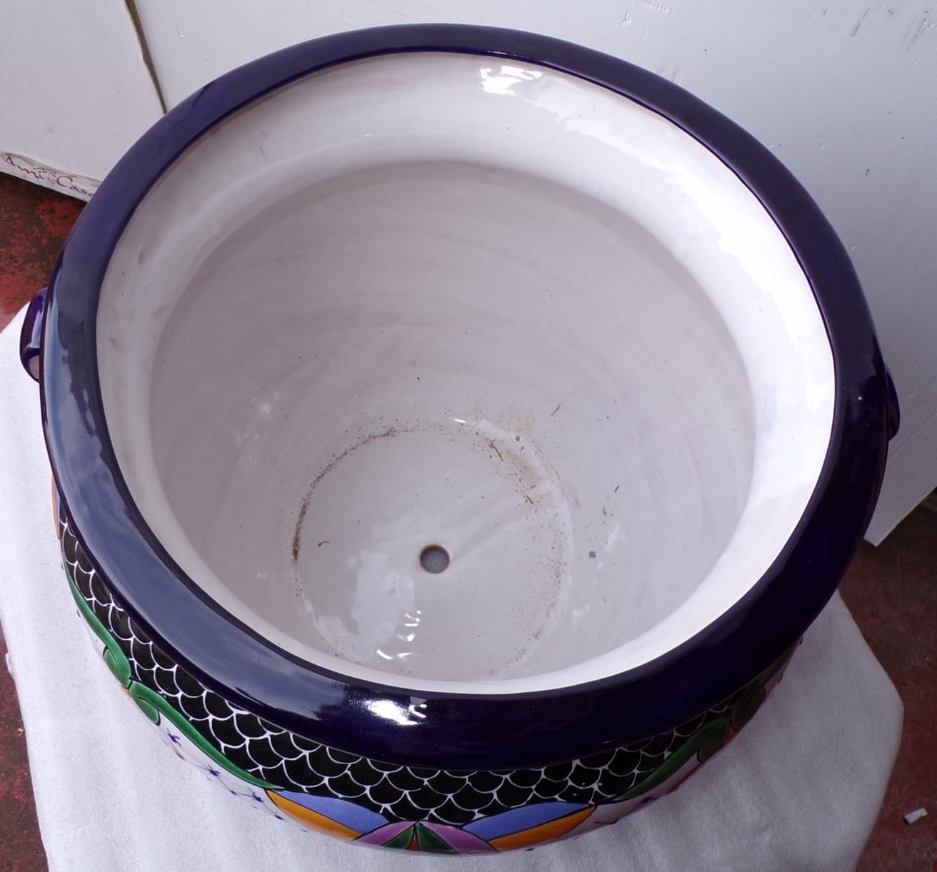 Vaso in ceramica Messicana realizzata e dipinto a mano cm 48x35 floreale 2 - 3
