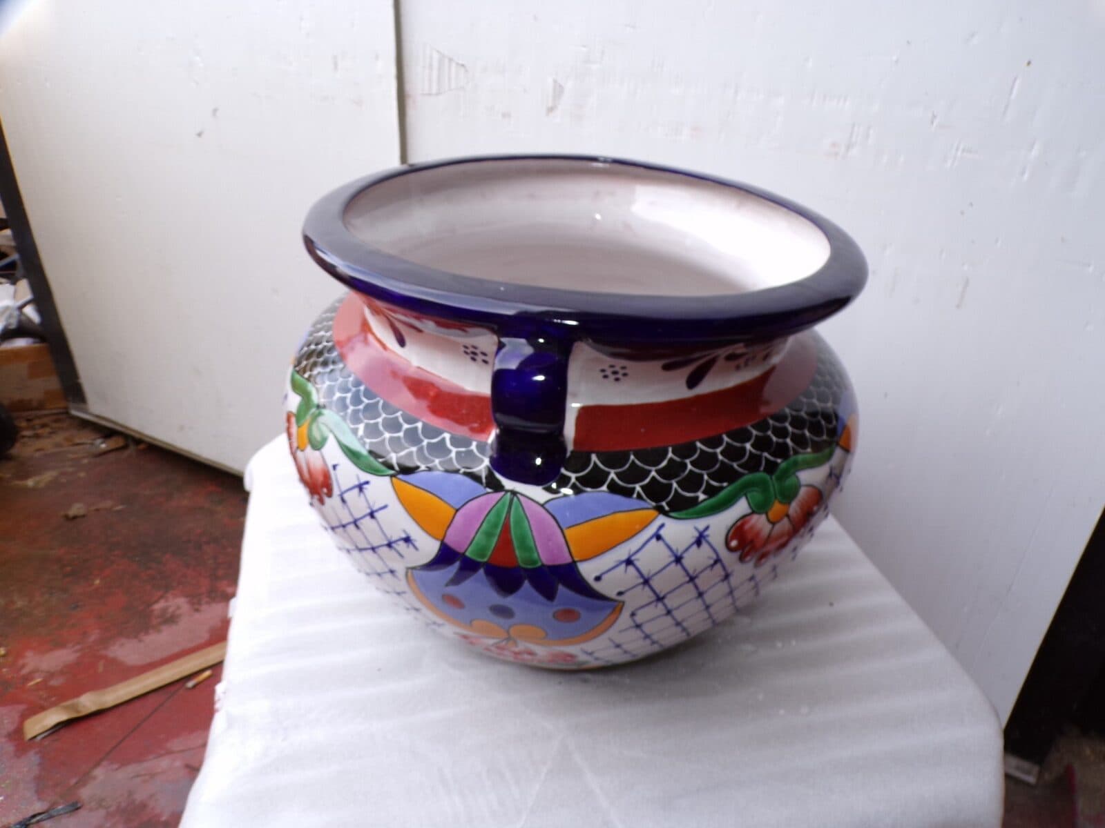 Vaso in ceramica Messicana realizzata e dipinto a mano cm 48x35 floreale 2 - 5