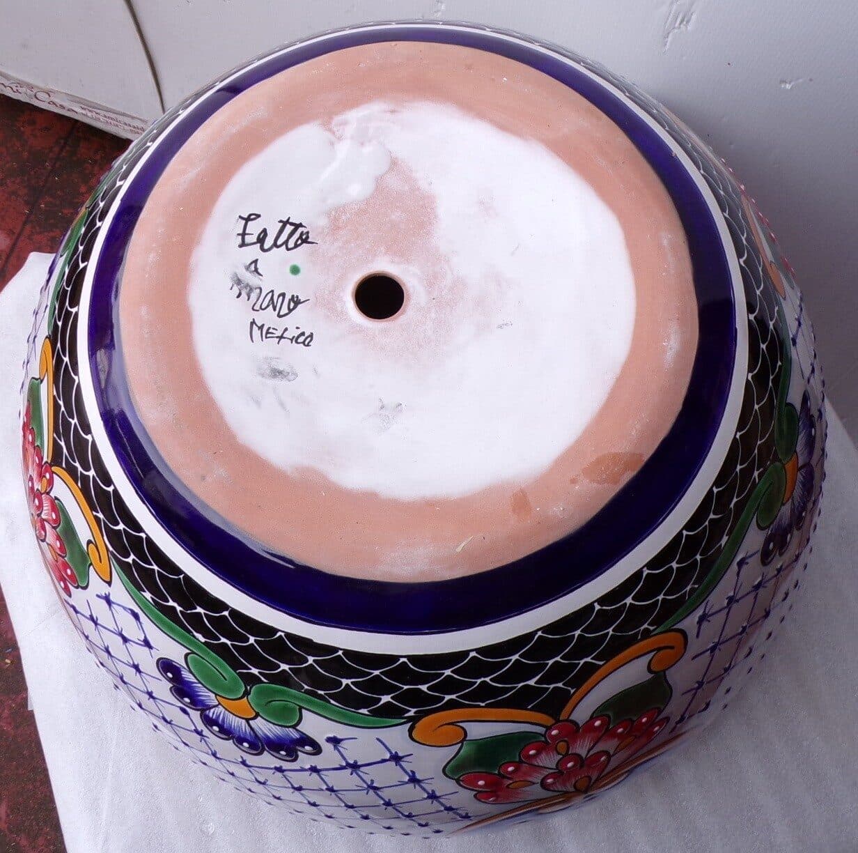 Vaso in ceramica Messicana realizzata e dipinto a mano cm 48x35 floreale 2 - 6