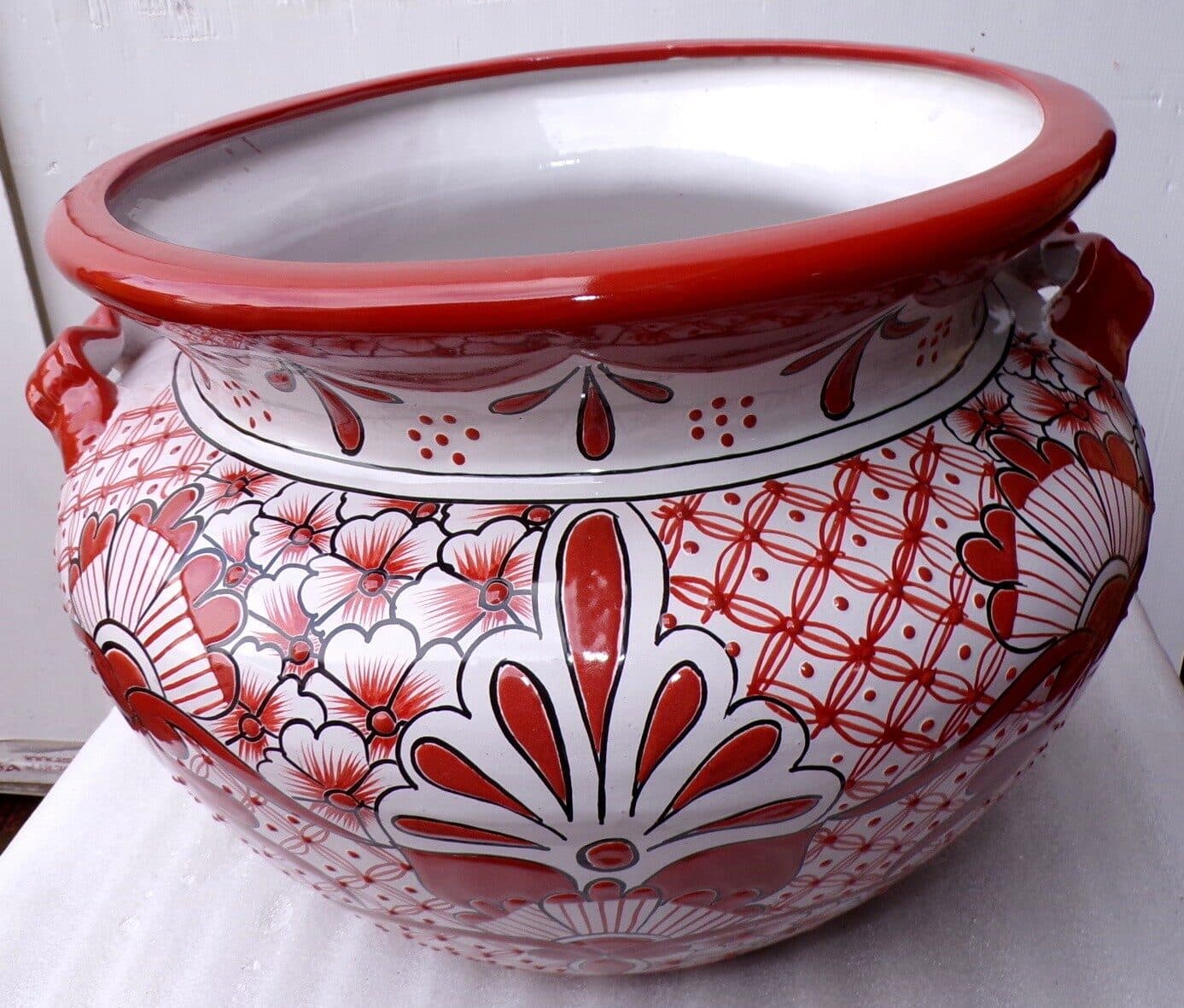 Vaso in ceramica Messicana realizzata e dipinto a mano cm 48x35 floreale 3 - 3