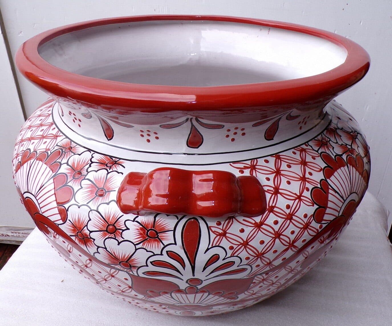 Vaso in ceramica Messicana realizzata e dipinto a mano cm 48x35 floreale 3 - 4