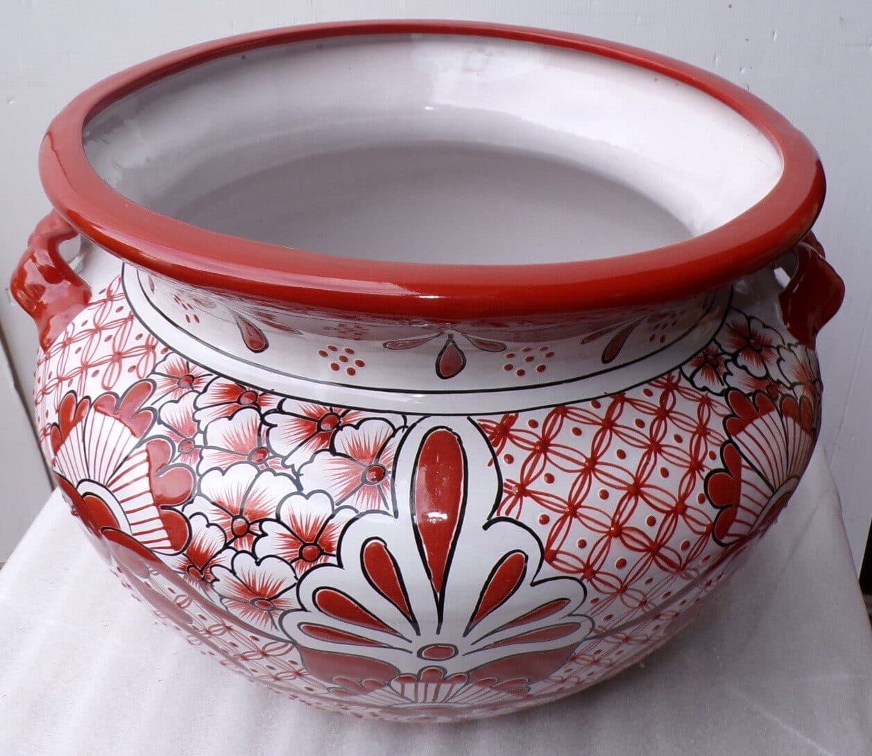 Vaso in ceramica Messicana realizzata e dipinto a mano cm 48x35 floreale 3 - 5