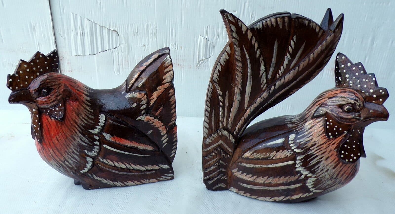 Gallo e Gallina in legno dipinti e creati a mano coppia idea regalo - 4
